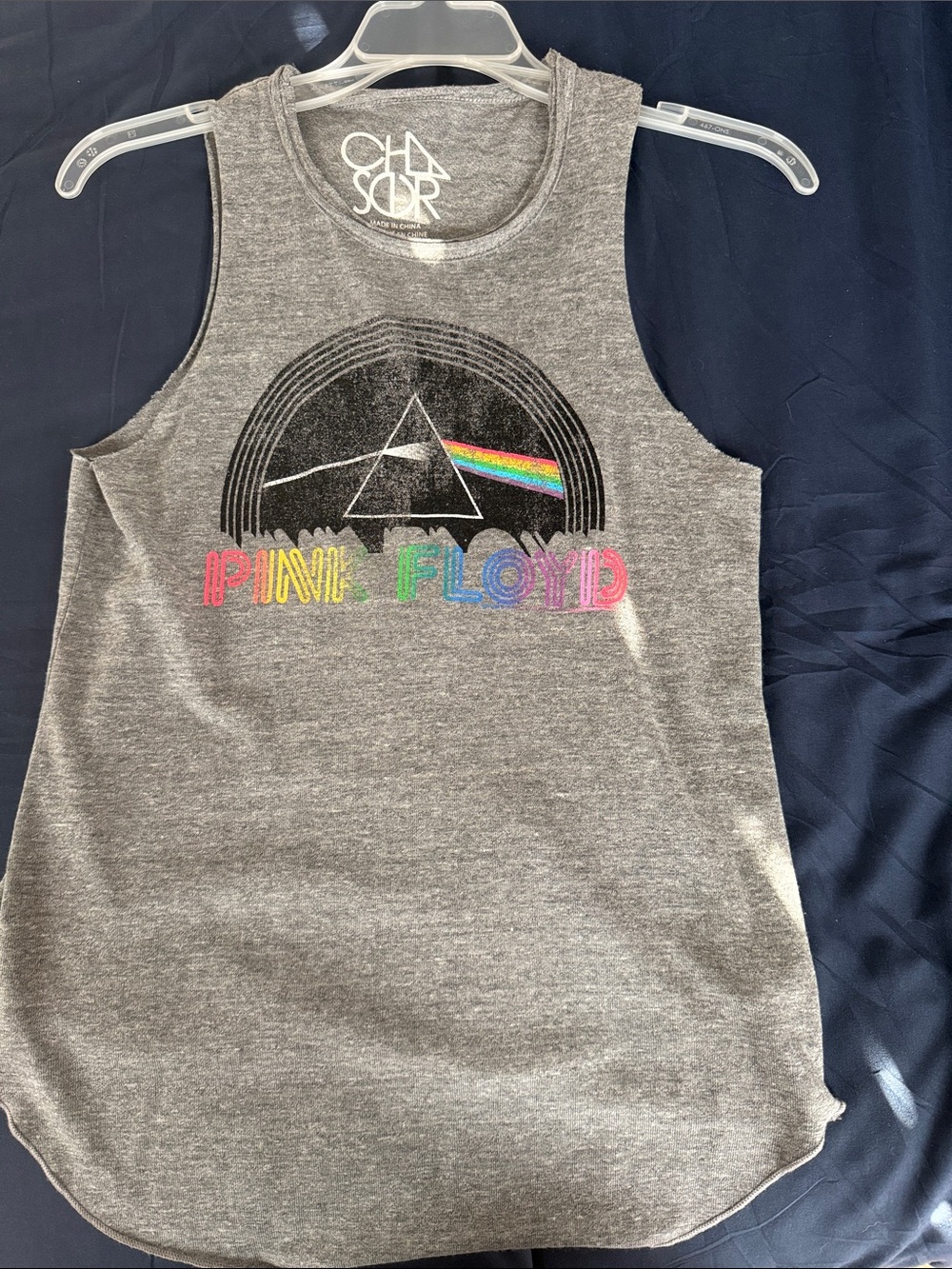 Chaser Gray Tank Top with Rainbow Pink Floyd Graphic